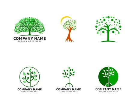 Set of Tree Logo Template Vector Icon Illustration Design Stock Illustration
