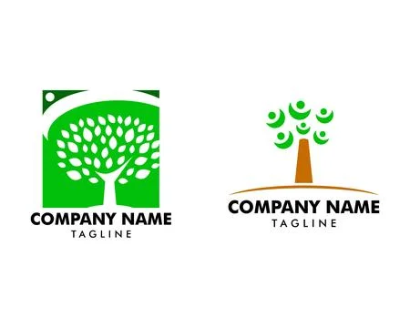 Set of Tree with people logo template Stock Illustration