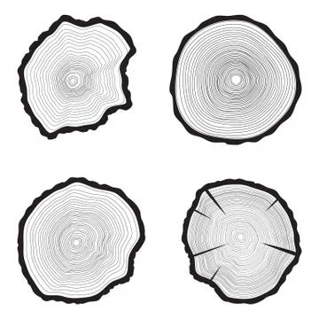 Set Tree rings background. Annual tree Stock Illustration