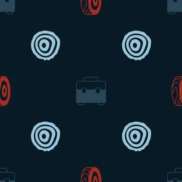 Set Tree rings, Toolbox and on seamless pattern. Vector Stock Illustration