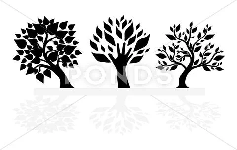 Set of tree silhouettes Stock Illustration