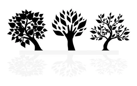 Set of tree silhouettes Stock Illustration