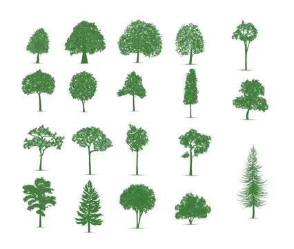 Set of tree silhouettes, vector silhouette of tree Illustrazione stock