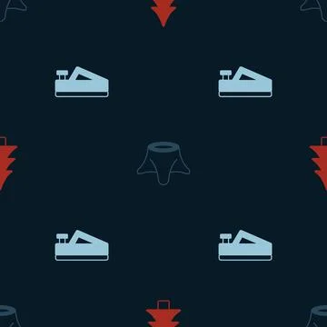 Set Tree, stump and Wood plane tool on seamless pattern. Vector Stock Illustration