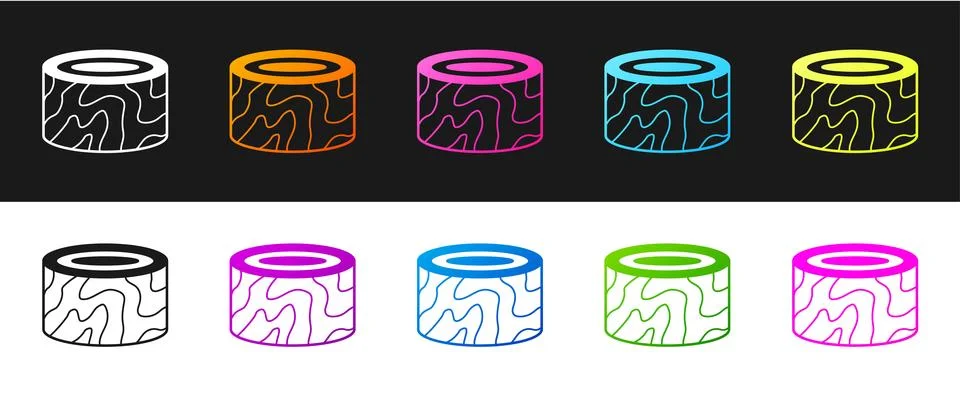Set Tree stump icon isolated on black and white background.  Vector Stock Illustration