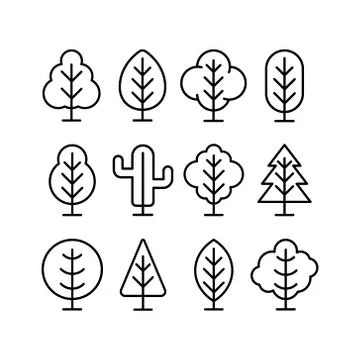 Set of Tree vector design illustration. Nature Tree vector in flat design sty Stock Illustration