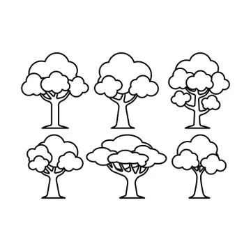 Set of Tree vector design illustration. Nature Tree vector in flat design sty Ilustración de archivo