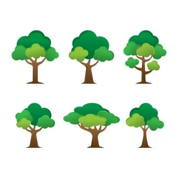 Set of Tree vector design illustration. Nature Tree vector in flat design sty Stock Illustration