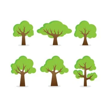 Set of Tree vector design illustration. Nature Tree vector in flat design sty Stock Illustration