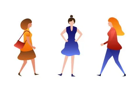 Set of tree vector womens Stock Illustration