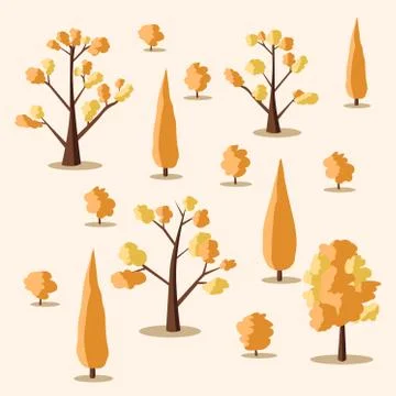 Set of trees. Cartoon vector illustration Stock Illustration