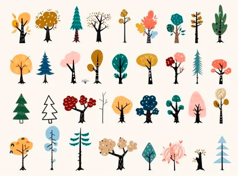 Set of trees in a flat style. Tree icons set in a modern flat style. Pine イラスト素材