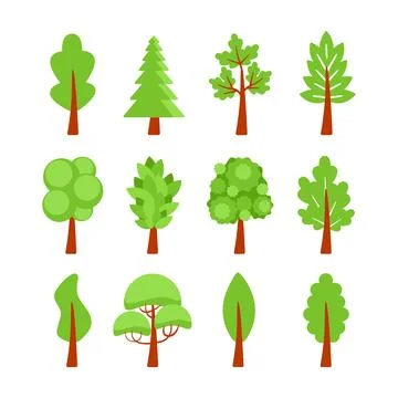 Set of trees. Forest tree nature plant. Vector illustration Stock-Illustration