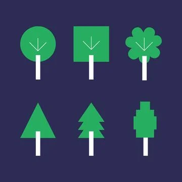 Set of Trees Icons in Flat Style. Vector Illustration for Your Design 스톡 일러스트