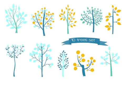 Set of trees Stock Illustration