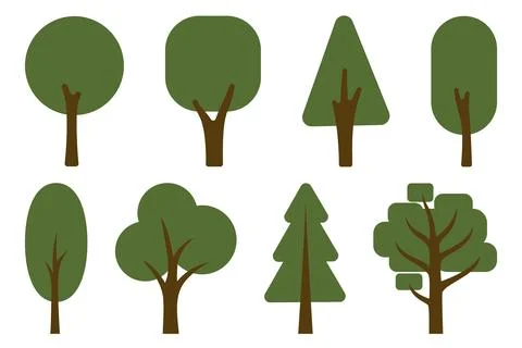 Set of trees Ilustración de archivo