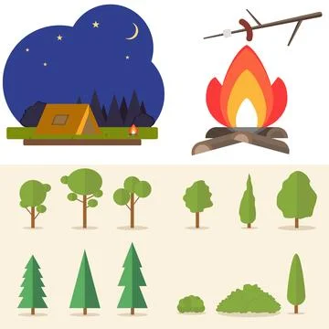 A set of trees Stock Illustration