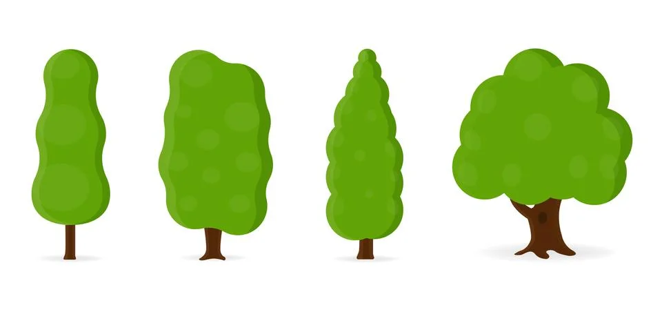 Set of trees isolated on white background. Vector illustration. Stock Illustration