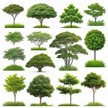 Set of trees isolated on white background , Suitable for use in architectur.. Stock Photos