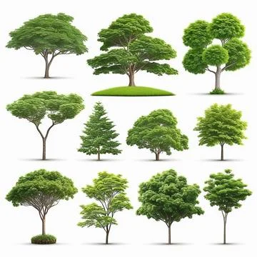 Set of trees isolated on white background , Suitable for use in architectur.. Stock-Fotos
