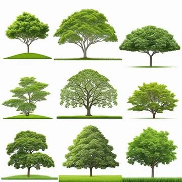 Set of trees isolated on white background , Suitable for use in architectur.. Foto stock