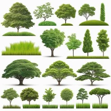 Set of trees isolated on white background , Suitable for use in architectur.. Stock Photos