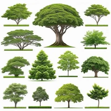 Set of trees isolated on white background , Suitable for use in architectur.. Stock Photos