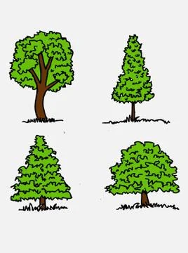 Set of trees with leaves Stock Illustration