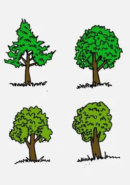 Set of trees with leaves Stock Illustration