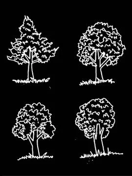 Set of trees with leaves Stock Illustration