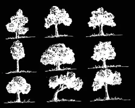 Set of trees with leaves Stock Illustration