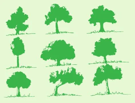 Set of trees with leaves Stock Illustration