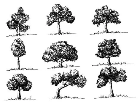 Set of trees with leaves Stock Illustration