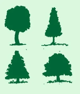 Set of trees with leaves Stock Illustration