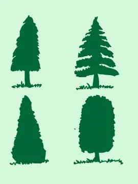 Set of trees with leaves Stock Illustration