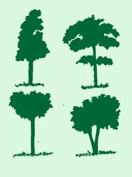 Set of trees with leaves Stock Illustration