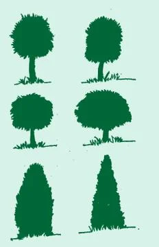 Set of trees with leaves Illustrazione stock