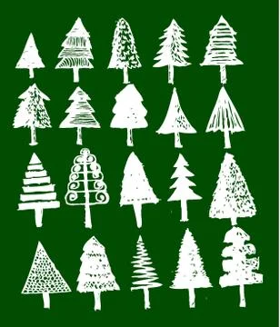 Set of trees with leaves Stock Illustration