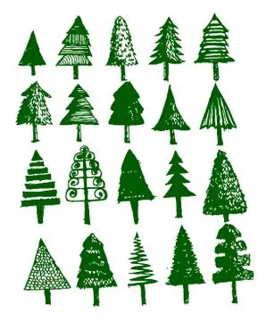 Set of trees with leaves Stock Illustration