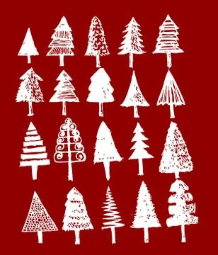 Set of trees with leaves Stock Illustration