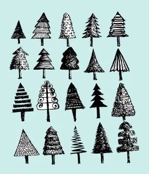 Set of trees with leaves Stock Illustration