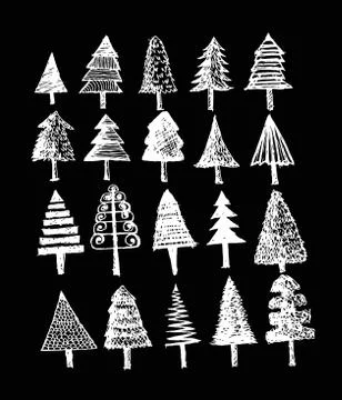 Set of trees with leaves Stock Illustration