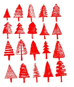 Set of trees with leaves Stock Illustration
