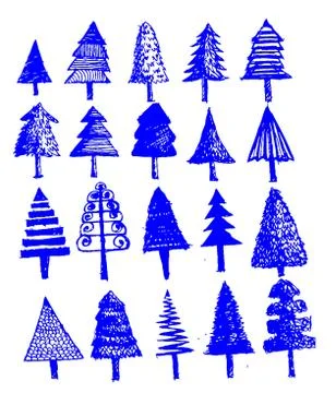 Set of trees with leaves Stock Illustration