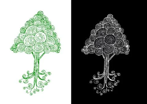 Set of trees with leaves Stock Illustration