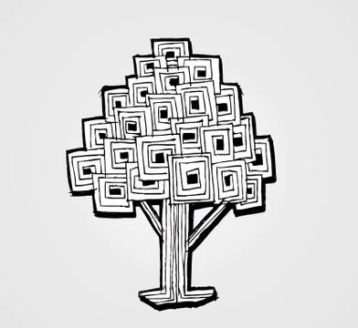 Set of trees with leaves Stock Illustration