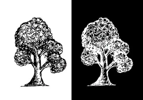 Set of trees with leaves Stock Illustration