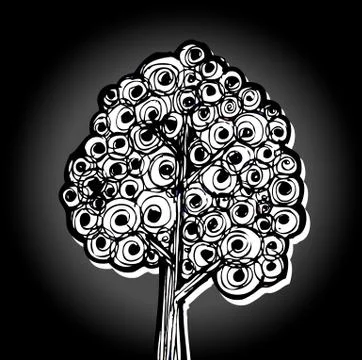 Set of trees with leaves Illustrazione stock