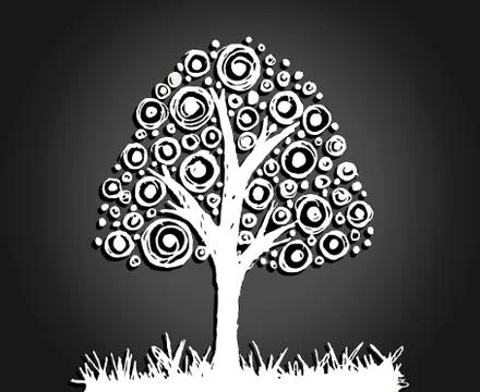 Set of trees with leaves Illustrazione stock