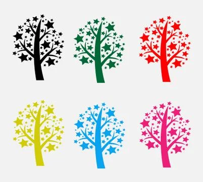 Set of trees with leaves Stock Illustration